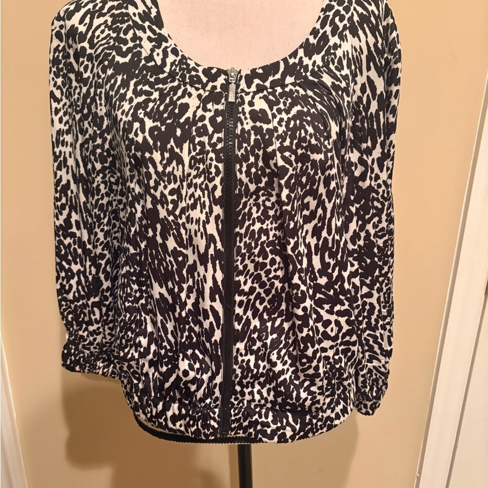 Chaus Black and White Animal Print Blouse Jacket
